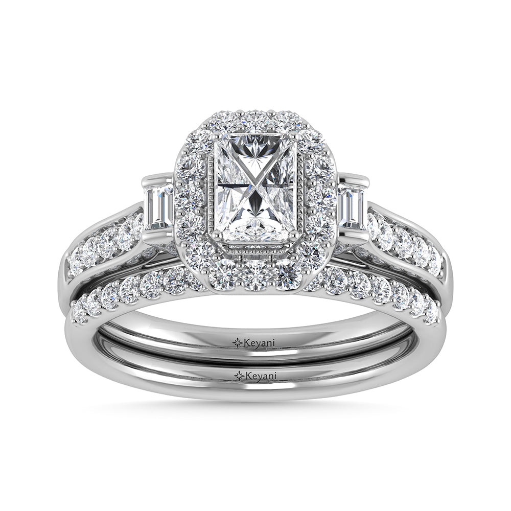 10K White Gold Diamond 1 Ct.Tw. Emerald Shape Bridal Ring - 64238W