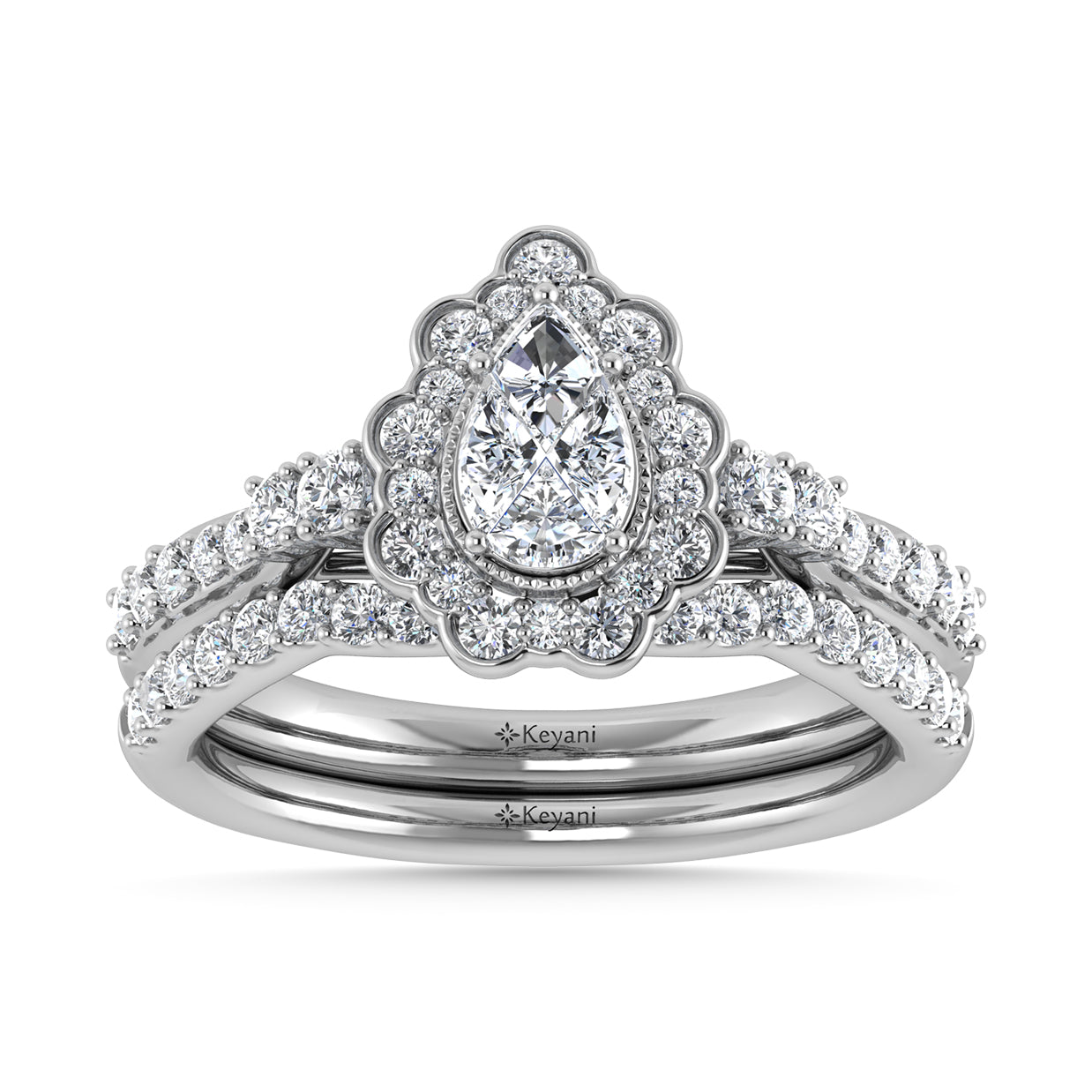 10K White Gold Diamond 1 Ct.Tw. Pear Shape Bridal Ring - 64239W