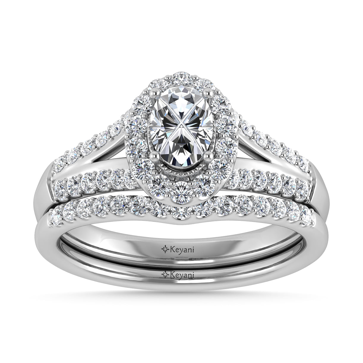 10K White Gold Diamond 1 Ct.Tw. Oval Shape Bridal Ring - 64241W