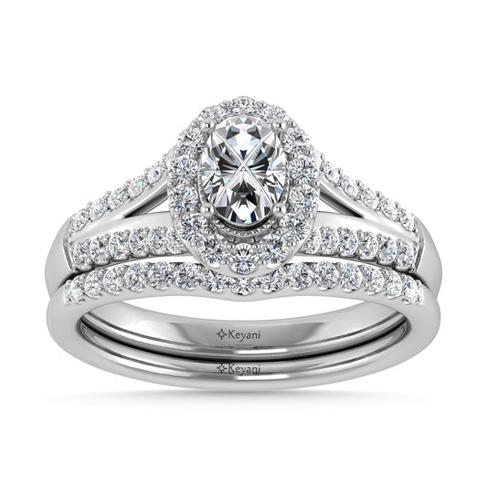 10K White Gold Diamond 1 Ct.Tw. Oval Shape Bridal Ring - 64241W