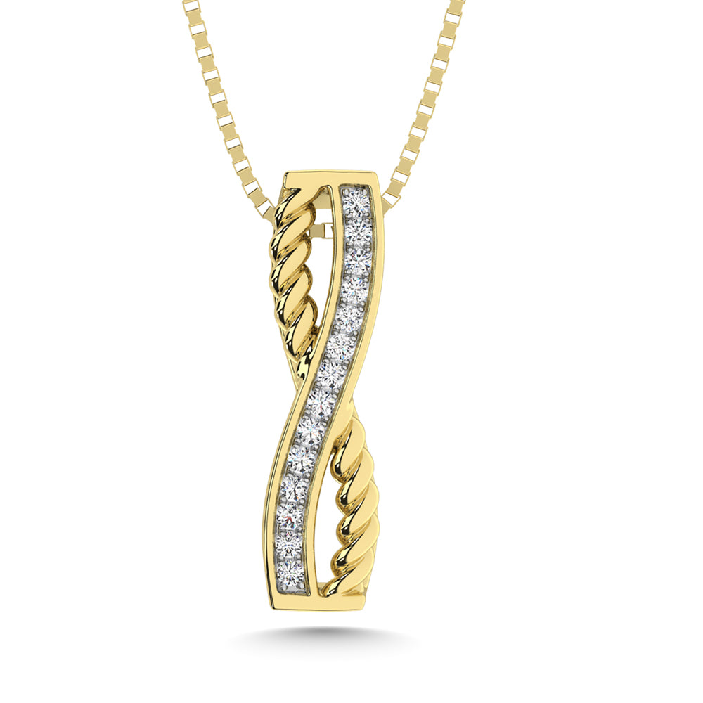 10K Yellow Gold Diamond 1/6 Ct.Tw. Crossover Fashion Pendant - 64434Y-P