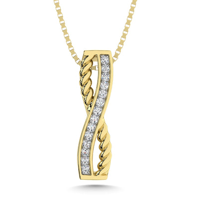 10K Yellow Gold Diamond 1/6 Ct.Tw. Crossover Fashion Pendant - 64434Y-P