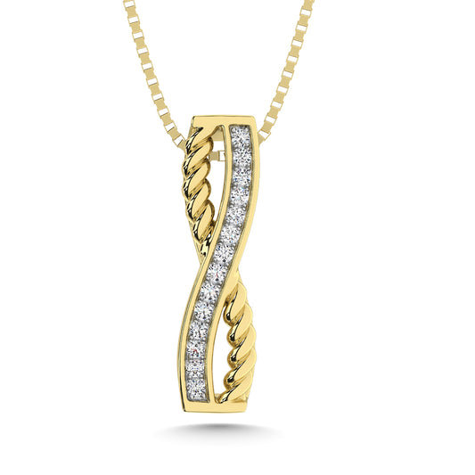 10K Yellow Gold Diamond 1/6 Ct.Tw. Crossover Fashion Pendant - 64434Y-P