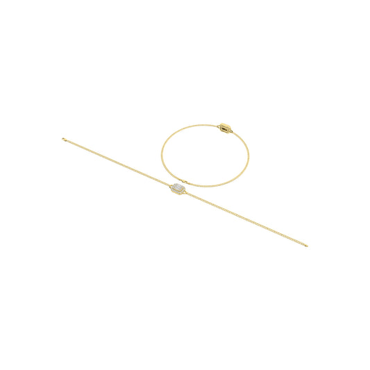 14K Yellow Gold Diamond 1/4 Ct.Tw. Cuban Bracelet