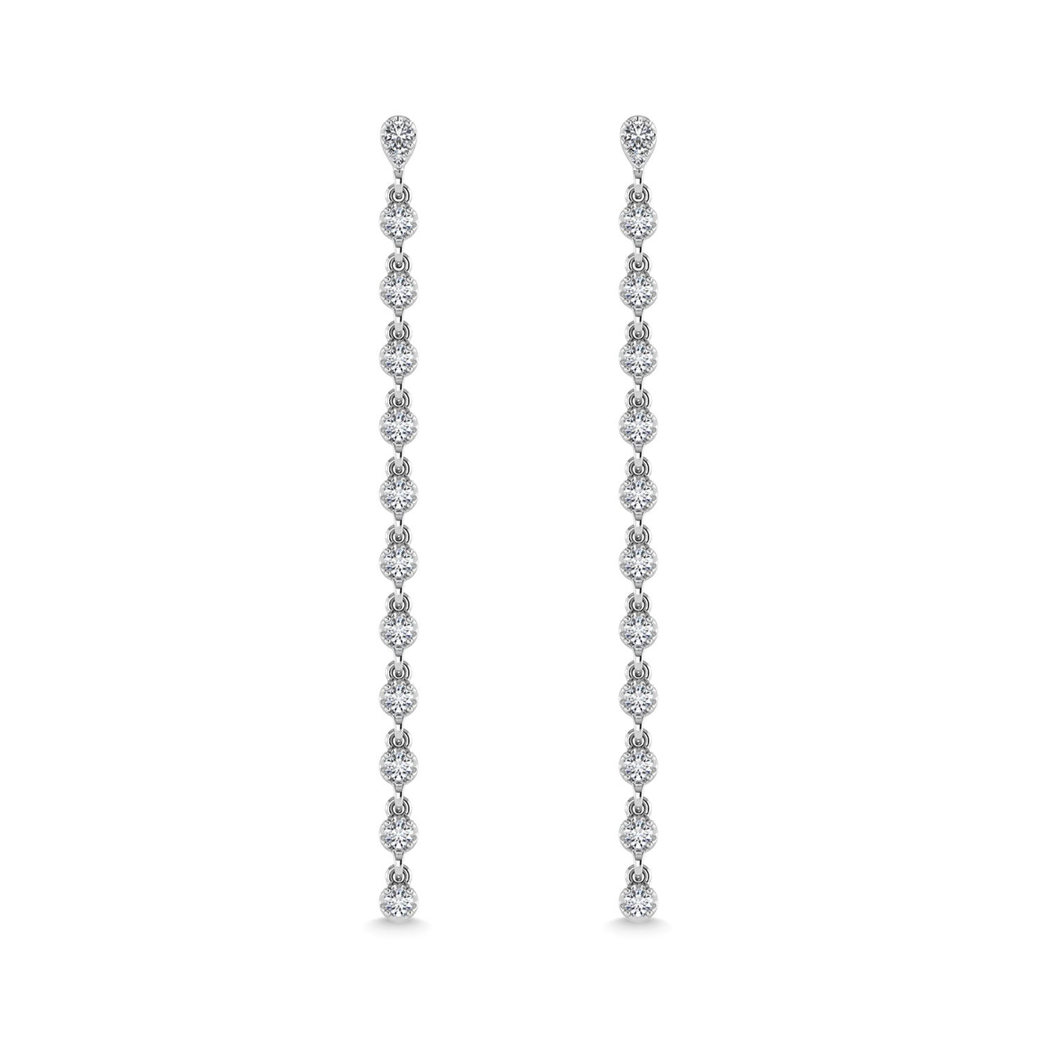 14K White Gold Diamond 3/4 Ct.Tw. Dangle Earrings