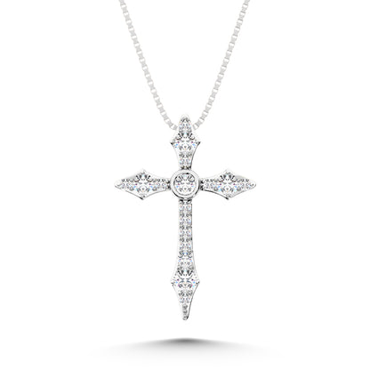 14K White Gold 1/6 Ct.Tw. Diamond Cross Pendant