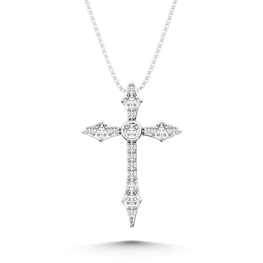 14K White Gold 1/6 Ct.Tw. Diamond Cross Pendant