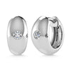 14K White Gold Diamond 1/4 Ct.Tw. Flush Setting High Polish Hoop Earrings