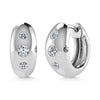 14K White Gold Diamond 1/5 Ct.Tw. Flush Setting High Polish Hoop Earrings