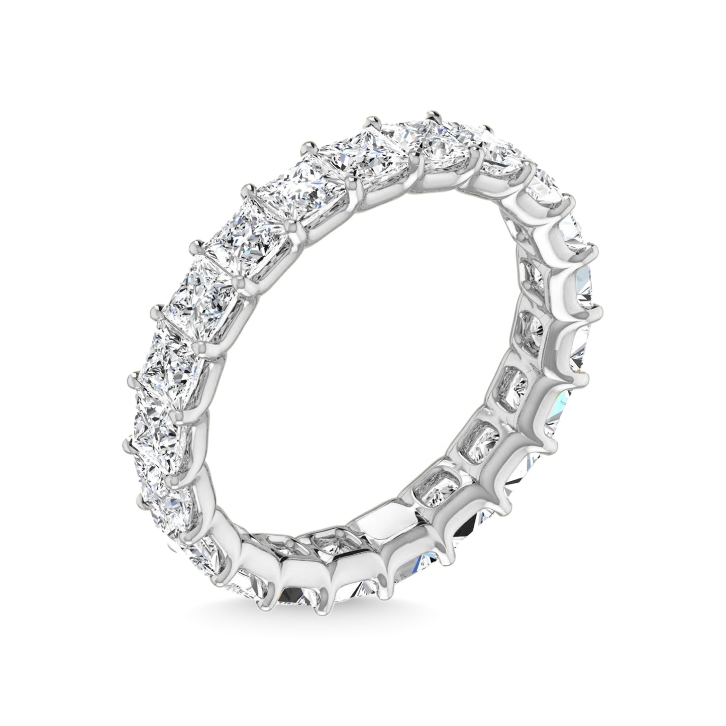 14K White Gold 2 3/8 CT Tw. Princess Shape Lab Grown Diamond Full Eternity Band - Additional Clever Gem Image 3