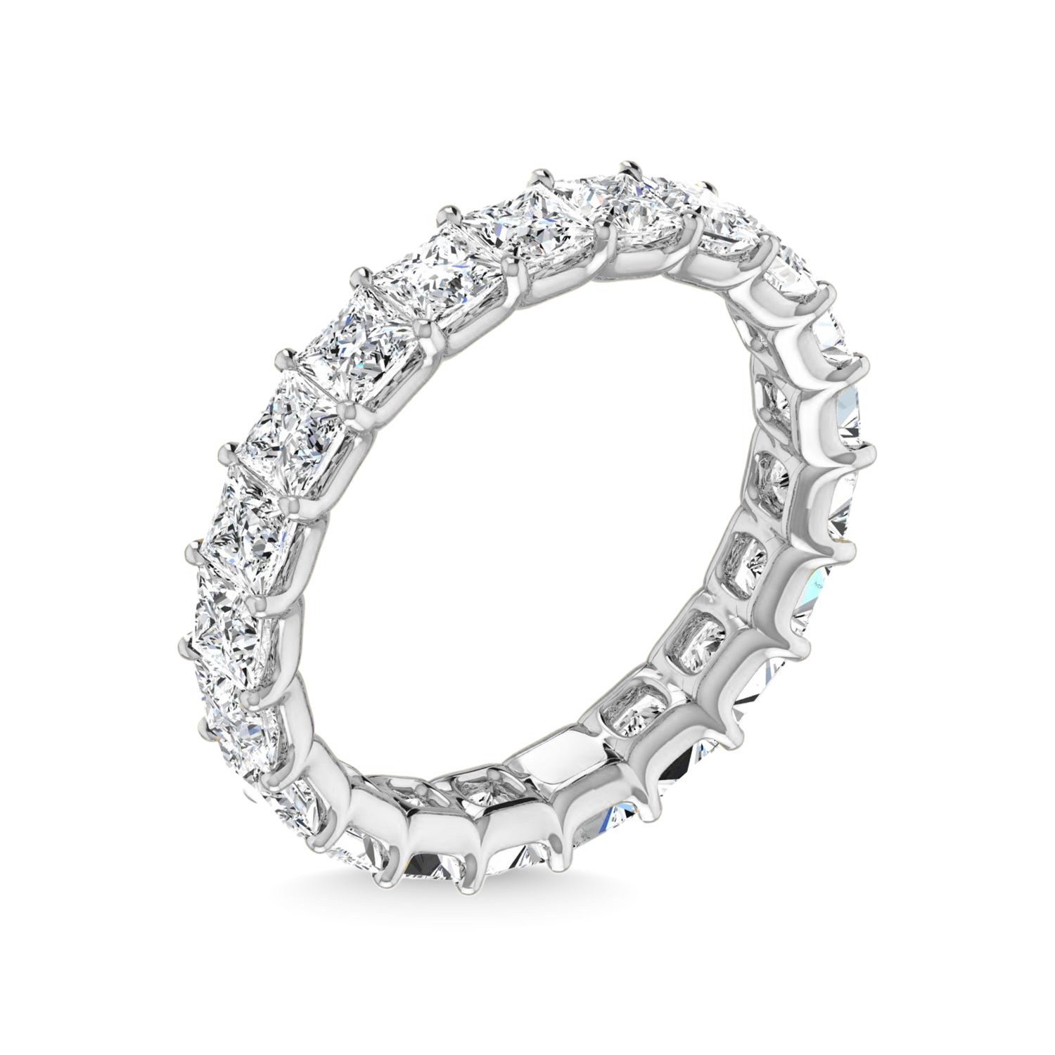 14K White Gold 2 3/8 CT Tw. Princess Shape Lab Grown Diamond Full Eternity Band - Additional Clever Gem Image 3