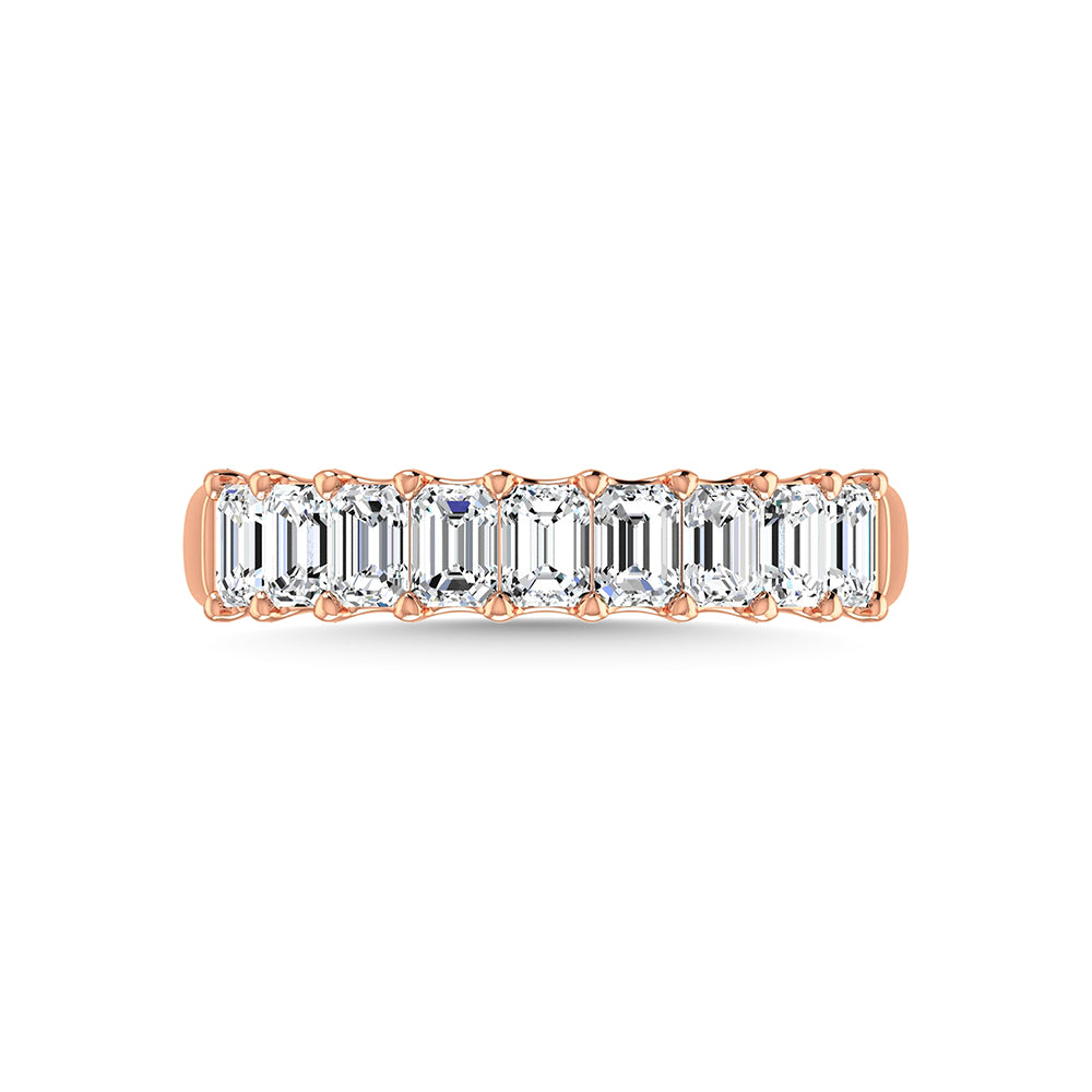 18K Rose Gold 1 Ct.Tw. Emerald Shape Lab Grown Diamond Half Way Eternity Band - Lab Grown Diamond Ring - Alpier Jewelers