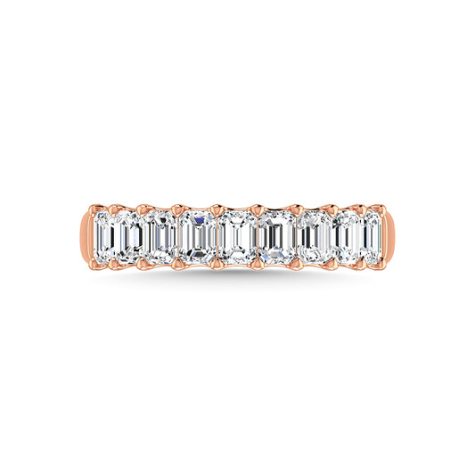 18K Rose Gold 1 Ct.Tw. Emerald Shape Lab Grown Diamond Half Way Eternity Band - Lab Grown Diamond Ring - Alpier Jewelers