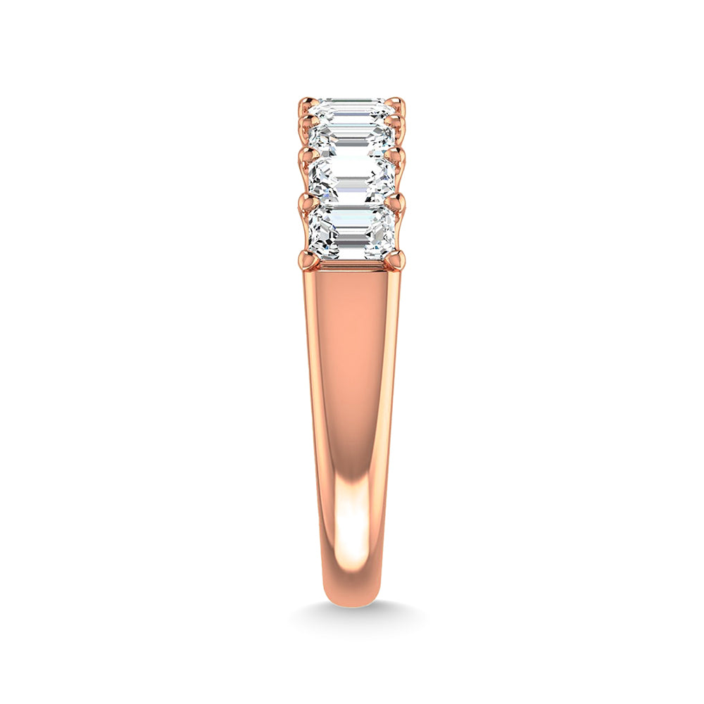 14K Rose Gold 1 Ct.Tw. Emerald Shape Lab Grown Diamond Half Way Eternity Band - Additional Clever Gem Image 4