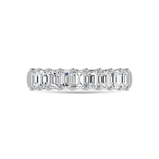 14K White Gold 1 1/3 Ct.Tw. Emerald Shape Lab Grown Diamond Half Way Eternity Band - Lab Grown Diamond Ring - Alpier Jewelers