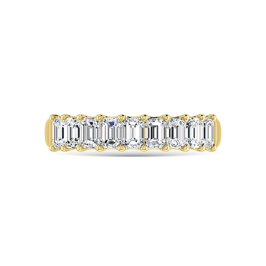 14K Yellow Gold 1 Ct.Tw. Emerald Shape Lab Grown Diamond Half Way Eternity Band - Lab Grown Diamond Ring - Alpier Jewelers