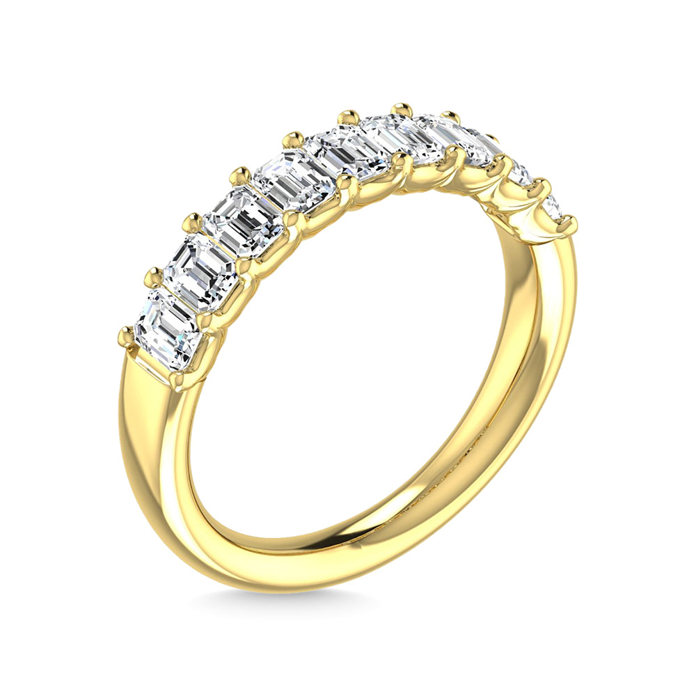 14K Yellow Gold 1 1/3 Ct.Tw. Emerald Shape Lab Grown Diamond Half Way Eternity Band - Additional Clever Gem Image 3
