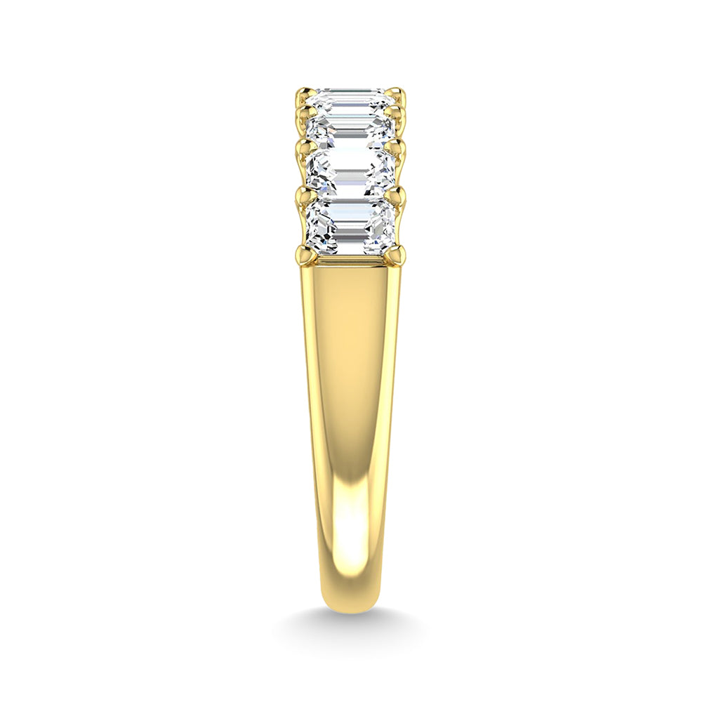 14K Yellow Gold 1 1/3 Ct.Tw. Emerald Shape Lab Grown Diamond Half Way Eternity Band - Additional Clever Gem Image 4