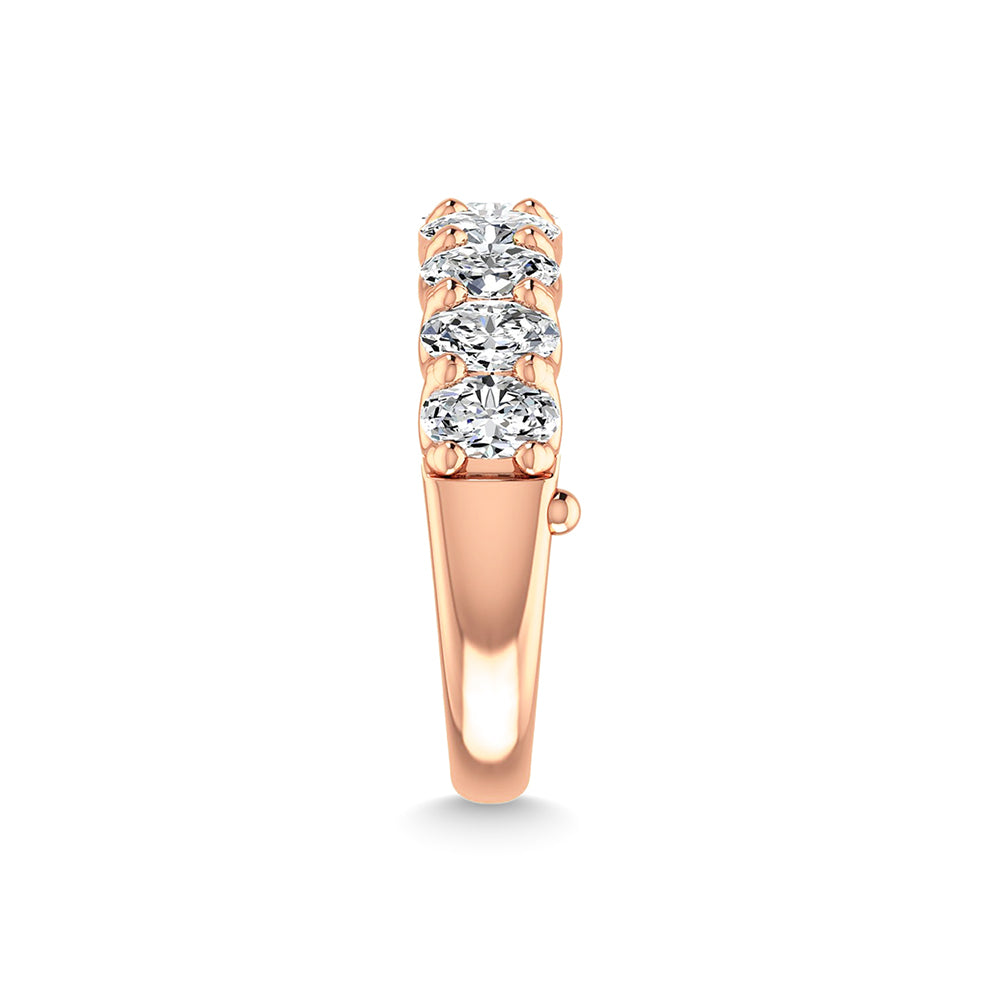 14K Rose Gold 1 Ct.Tw. Oval Shape Lab Grown Diamond Half Way Eternity Band - Additional Clever Gem Image 4