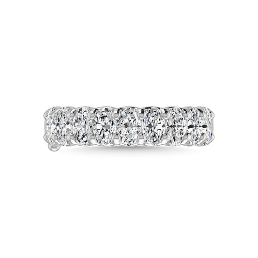 14K White Gold 1 Ct.Tw. Oval Shape Lab Grown Diamond Half Way Eternity Band - Lab Grown Diamond Ring - Alpier Jewelers