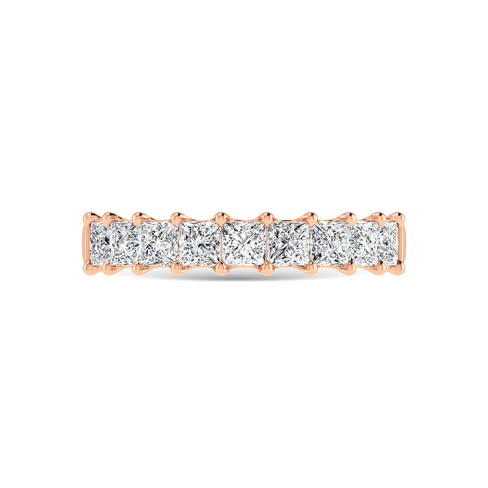 14K Rose Gold  1 Ct.Tw. Princess Shape Lab Grown Diamond Half Way Eternity Band - Lab Grown Diamond Ring - Alpier Jewelers