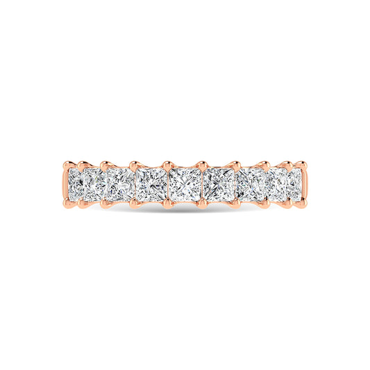 14K Rose Gold  1 Ct.Tw. Princess Shape Lab Grown Diamond Half Way Eternity Band - Lab Grown Diamond Ring - Alpier Jewelers
