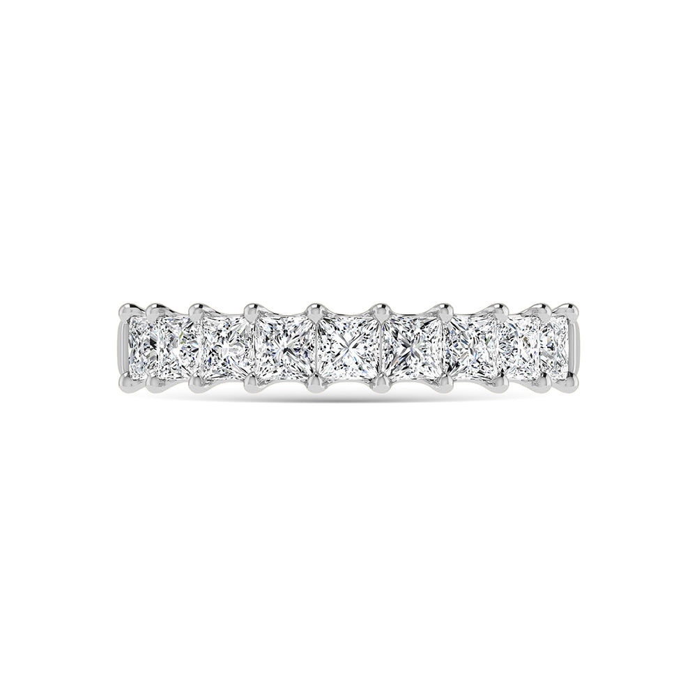 14K White Gold  1 1/3 Ct.Tw. Princess Shape Lab Grown Diamond Half Way Eternity Band - Lab Grown Diamond Ring - Alpier Jewelers