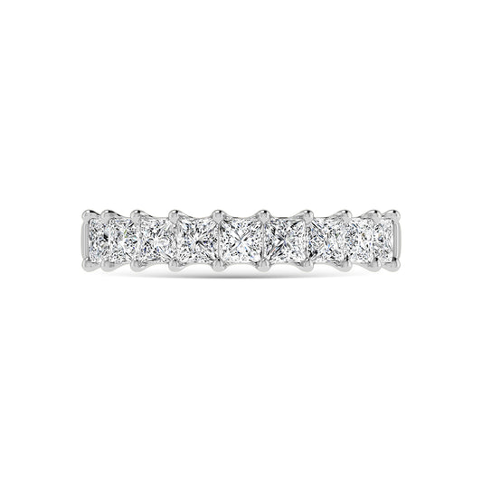 14K White Gold  1 1/3 Ct.Tw. Princess Shape Lab Grown Diamond Half Way Eternity Band - Lab Grown Diamond Ring - Alpier Jewelers