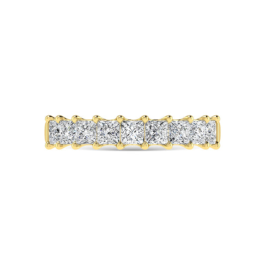14K Yellow Gold  1 1/3 Ct.Tw. Princess Shape Lab Grown Diamond Half Way Eternity Band - Lab Grown Diamond Ring - Alpier Jewelers