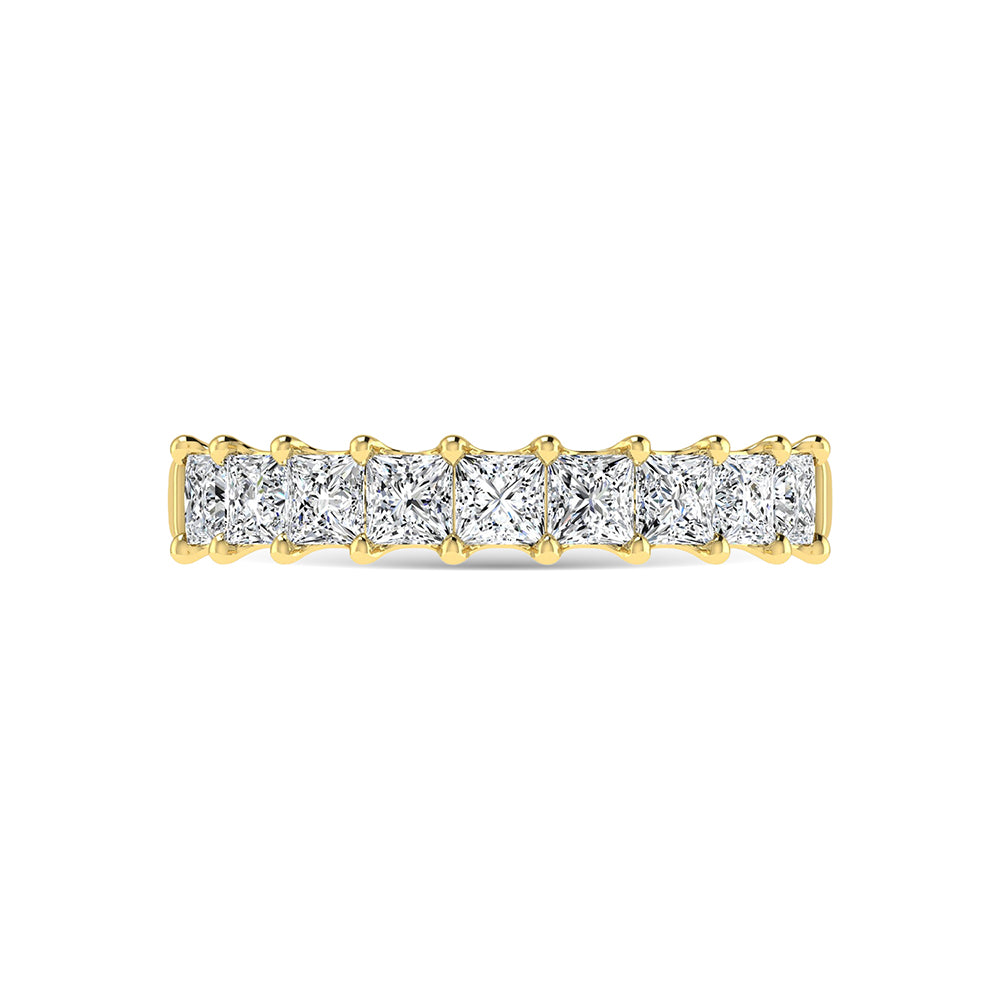 14K Yellow Gold  1 Ct.Tw. Princess Shape Lab Grown Diamond Half Way Eternity Band - Lab Grown Diamond Ring - Alpier Jewelers