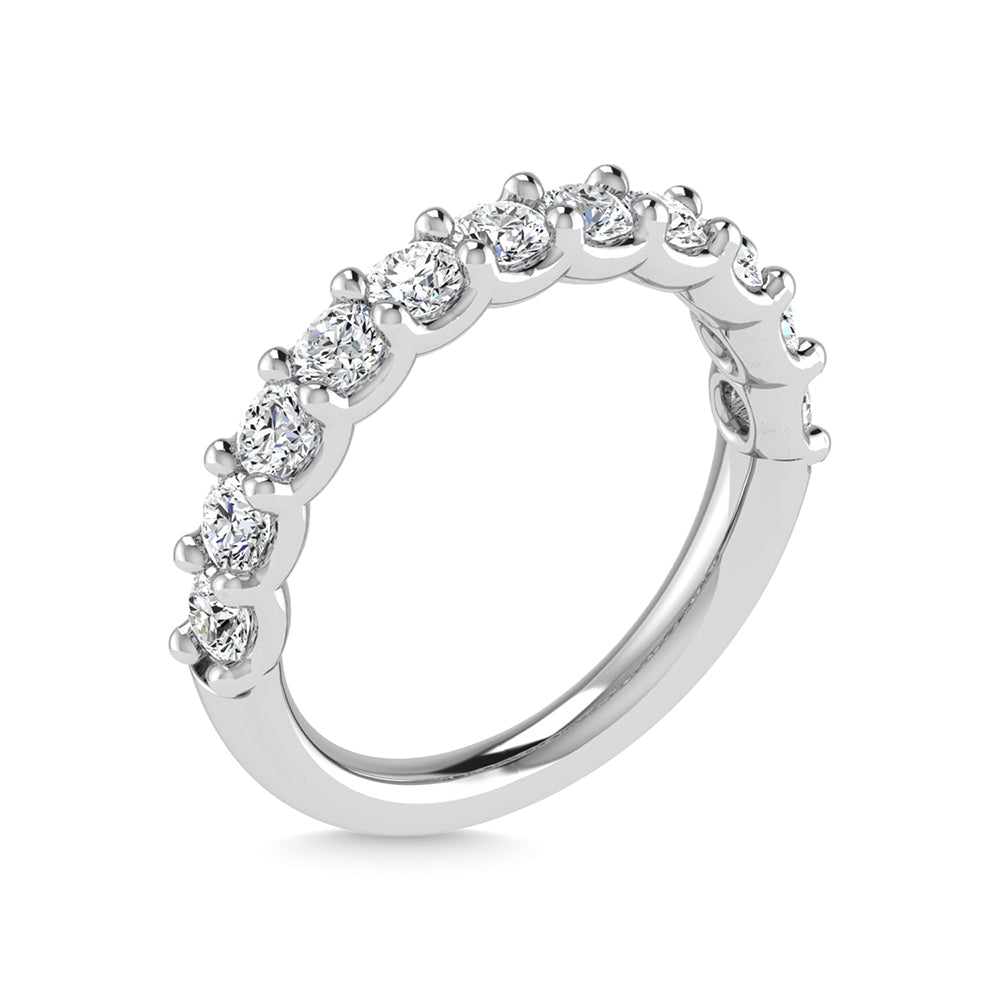 14K White Gold 7/8 Ct.Tw. Round Shape Lab Grown Diamond Half Way Eternity Band - Lab Grown Diamond Ring - Alpier Jewelers