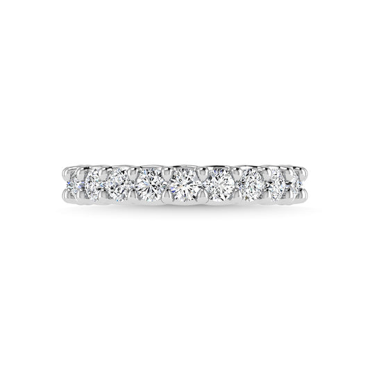 14K White Gold 7/8 Ct.Tw. Round Shape Lab Grown Diamond Half Way Eternity Band - Additional Clever Gem Image 2