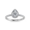 14K White Gold Lab Grown Diamond  1 1/4 Ct.Tw. IGI Certified Pear Shape Halo Engagement Ring - LG1071W-PE-100