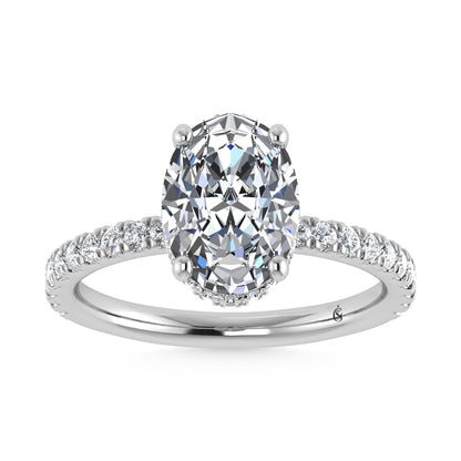 14K White Gold Lab Grown Diamond 3 1/2 Ct.Tw. Oval Shape Halo IGI Certified Engagement Ring (Center 3 ct) - LG1137W-OV-300