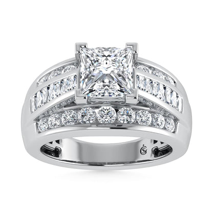 10K White Gold Lab Grown Diamond 1 3/4 Ct.Tw. Princess Shape Engagement Ring (IGI Certified 1CT) - LG1180W-PR-10
