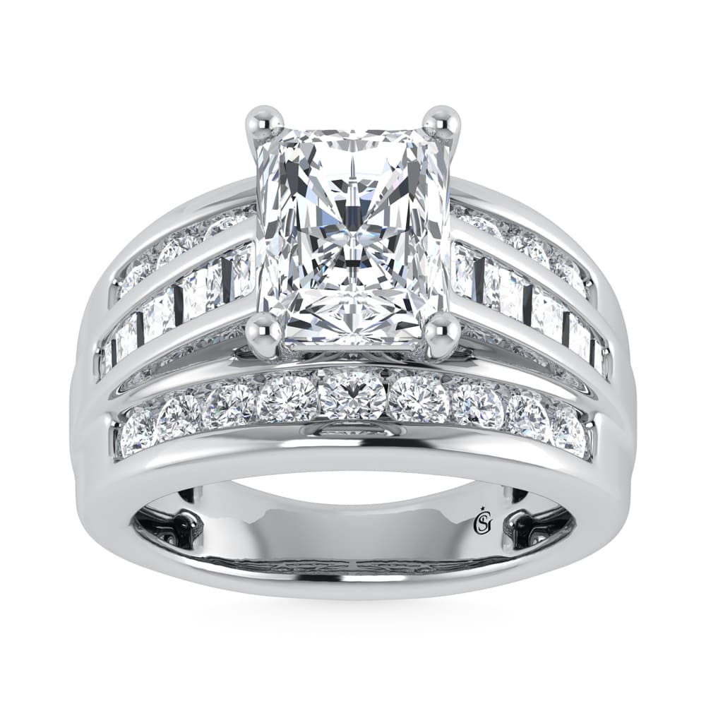 10K White Gold Lab Grown Diamond 1 3/4 Ct.Tw. Radiant Shape Engagement Ring (IGI Certified 1CT) - LG1180W-RA-10
