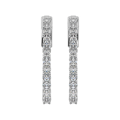 14K White Gold Lab Grown Diamond 2 Ct.Tw. In and Out Hoop Earrings (3/4 inches)