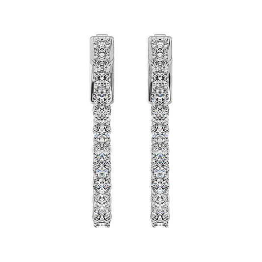 14K White Gold Lab Grown Diamond 2 Ct.Tw. In and Out Hoop Earrings (3/4 inches)