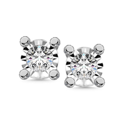 Sterling Silver Lab Grown Diamond 1/6 Ct.Tw. Illusion Stud Earrings (1/3CT Look)