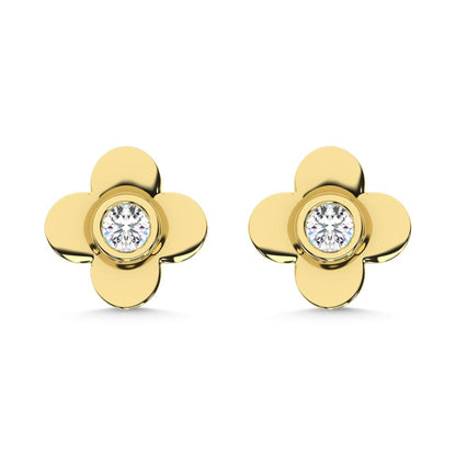 10K Yellow Gold Lab Grown Diamond 1/10 Ct.Tw. Clover Earrings - LG1212Y-E