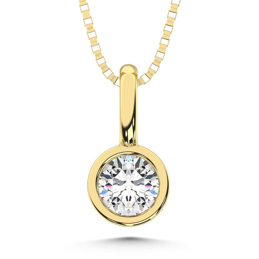 10K Yellow Gold Lab Grown Diamond 1/3 Ct.Tw. Round Shape Bezel Set Fashion Pendant - LG1475Y
