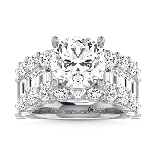 14K White Gold Lab Grown Diamond 8 1/5  Ct.Tw. Round and Emerald Band - LG1222W