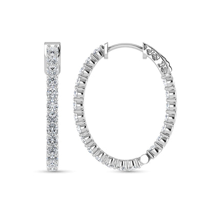 14K White Gold Lab Grown Diamond 3/4 Ct.Tw. Hoop Earrings