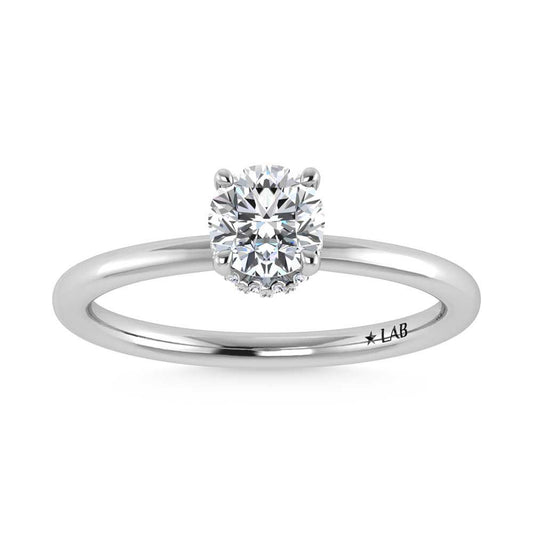 14K White Gold Lab Grown Diamond 1 1//20 Ct.Tw. Round Shape Halo Engagement Ring (Center 1CT) - LG1342W-RD-10