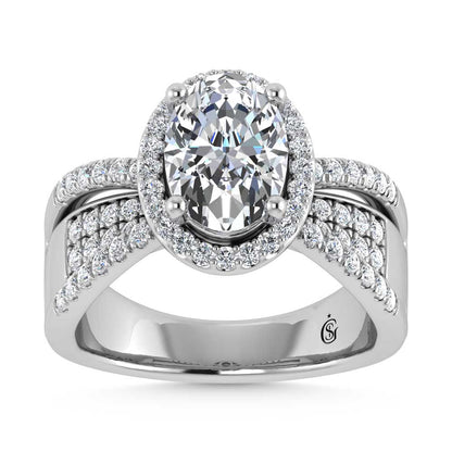 14K White Gold Lab Grown Diamond 2 1/2 Ct.Tw. Oval Shape Engagement Ring (Center 2CT) - LG1437W-OV-20