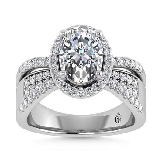 14K White Gold Lab Grown Diamond 2 1/2 Ct.Tw. Oval Shape Engagement Ring (Center 2CT) - LG1437W-OV-20