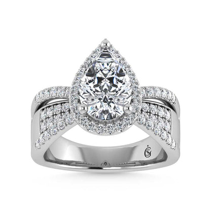 14K White Gold Lab Grown Diamond 2 1/2 Ct.Tw. Pear Shape Engagement Ring (Center 2CT) - LG1437W-PE-20