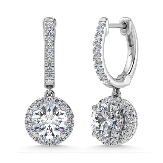 14K White Gold Labgrown Diamond 2 1/2 Ct.Tw. Dangler Earrings
