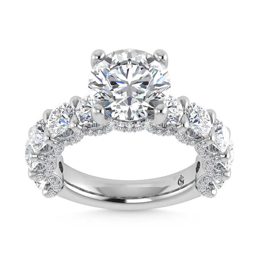14K White Gold Lab Grown Diamond 6 Ct.Tw. Engagement Ring (3ct Round Center) - LG1528W-RD-30