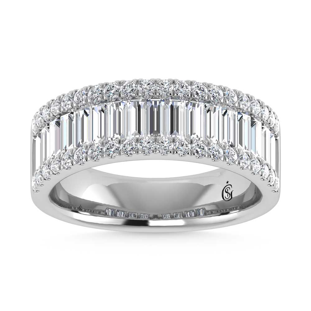 14K White Gold Round & Baguette Lab Grown Diamond 2 Ct.Tw. Wedding Band - LG1554W